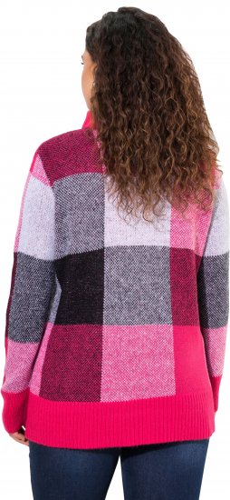 Ulla Popken Grand Check Long Sleeve Sweater Red Pink - Hoodies & Sweatshirts - 