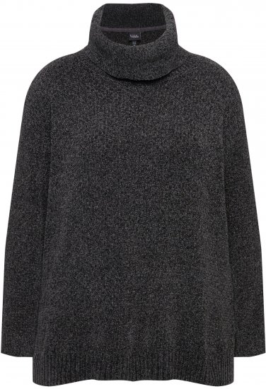 Ulla Popken Soft Textured Chenille Oversized Fit Sweater Graphite Grey - Hoodies & Sweatshirts - 