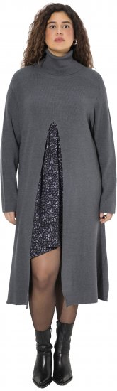Ulla Popken Long Turtleneck Duster Sweater Graphite Grey - Hoodies & Sweatshirts - 