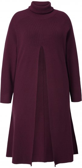 Ulla Popken Long Turtleneck Duster Sweater Plum - Hoodies & Sweatshirts - Kuschelige Sweatshirts & Strick