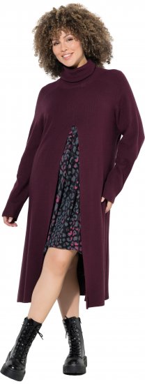 Ulla Popken Long Turtleneck Duster Sweater Plum - Hoodies & Sweatshirts - Kuschelige Sweatshirts & Strick