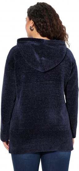 Ulla Popken Chenille Knit Hoodie Navy - Hoodies & Sweatshirts - 
