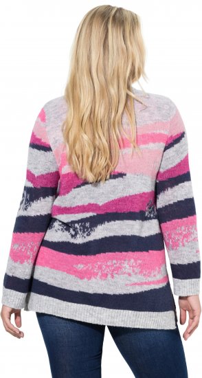 Ulla Popken Landscape Stripe Sweater Light Grey Melange - Hoodies & Sweatshirts - Kuschelige Sweatshirts & Strick
