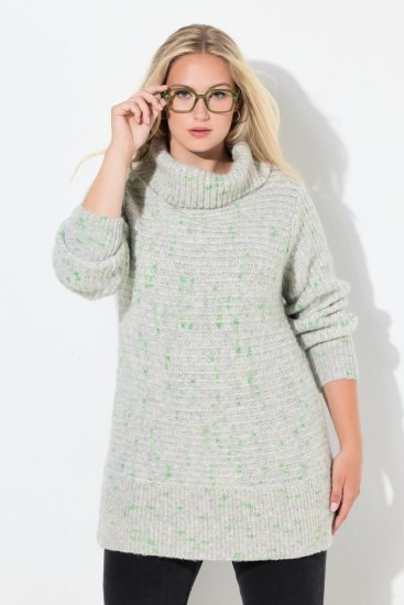 Ulla Popken Space Yarn Oversized Turtleneck Sweater Light Grey Melange - Hoodies & Sweatshirts - Kuschelige Sweatshirts & Strick