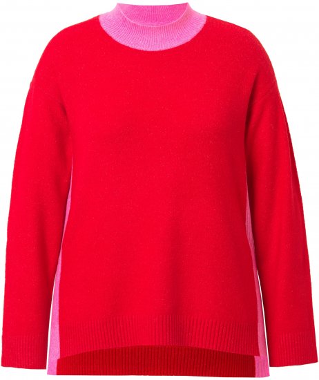 Ulla Popken Color Block Long Sleeve Sweater Lychee - Hoodies & Sweatshirts - Kuschelige Sweatshirts & Strick