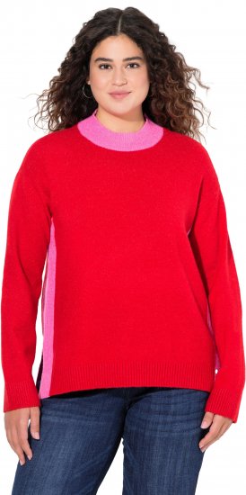 Ulla Popken Color Block Long Sleeve Sweater Lychee - Hoodies & Sweatshirts - Kuschelige Sweatshirts & Strick