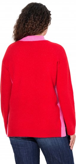 Ulla Popken Color Block Long Sleeve Sweater Lychee - Hoodies & Sweatshirts - Kuschelige Sweatshirts & Strick