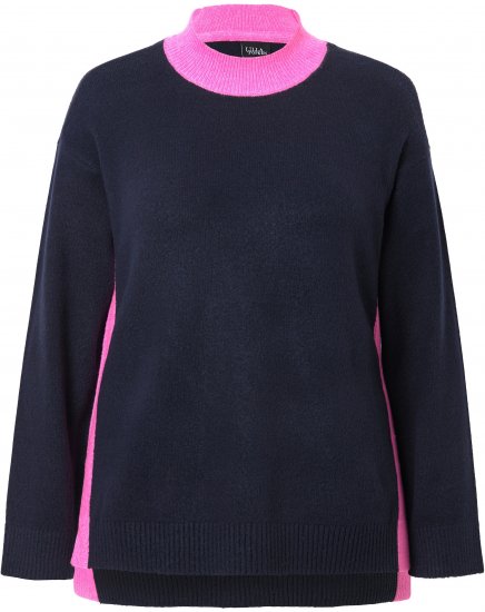 Ulla Popken Color Block Long Sleeve Sweater Ink Blue - Hoodies & Sweatshirts - Kuschelige Sweatshirts & Strick