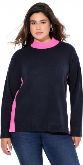 Ulla Popken Color Block Long Sleeve Sweater Ink Blue - Hoodies & Sweatshirts - Kuschelige Sweatshirts & Strick
