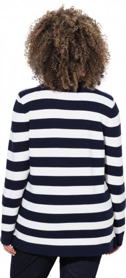 Ulla Popken Striped Polo Collar Long Sleeve Sweater Navy - Hoodies & Sweatshirts - Kuschelige Sweatshirts & Strick