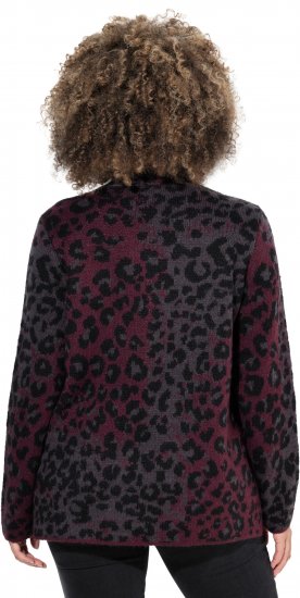 Ulla Popken Leopard Print Scarf Sweater Dark Ruby - Hoodies & Sweatshirts - 