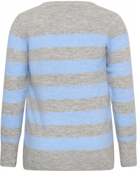 Kaffe Curve Niela Gestreifter Pullover Hellgrau/Blau - Pullover & Strickmode - 