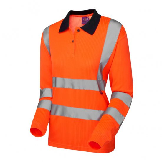 Leo Beaford EcoViz Comfort Women's Sleeved Polo Shirt Orange - Arbeitskleidung - 