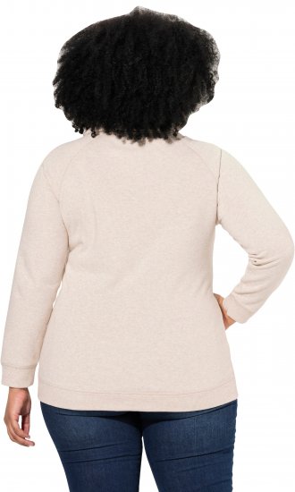 Ulla Popken Drawstring Collar Long Sleeve Sweatshirt Nature Melange - Hoodies & Sweatshirts - 