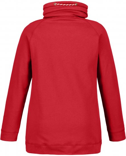 Ulla Popken Drawstring Collar Long Sleeve Sweatshirt Salsa Red - Hoodies & Sweatshirts - Kuschelige Sweatshirts & Strick