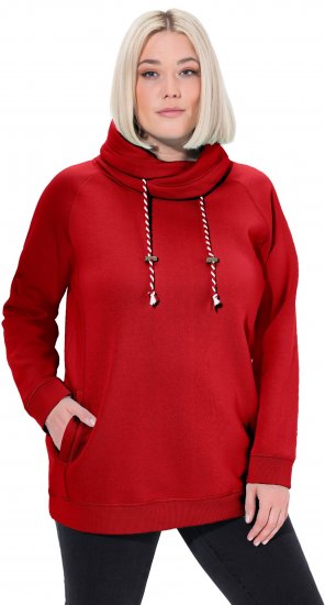 Ulla Popken Drawstring Collar Long Sleeve Sweatshirt Salsa Red - Hoodies & Sweatshirts - Kuschelige Sweatshirts & Strick