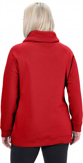 Ulla Popken Drawstring Collar Long Sleeve Sweatshirt Salsa Red - Hoodies & Sweatshirts - Kuschelige Sweatshirts & Strick