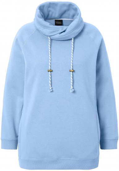 Ulla Popken Drawstring Collar Long Sleeve Sweatshirt Light Blue - Hoodies & Sweatshirts - Kuschelige Sweatshirts & Strick