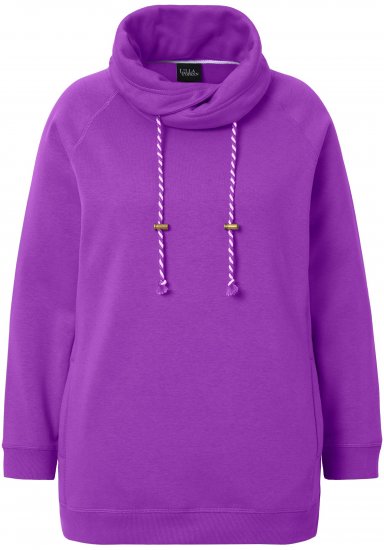 Ulla Popken Drawstring Collar Long Sleeve Sweatshirt Purple - Hoodies & Sweatshirts - 