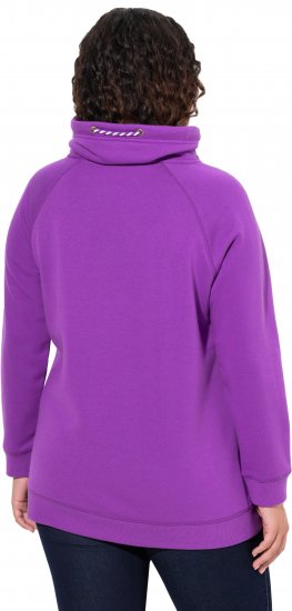 Ulla Popken Drawstring Collar Long Sleeve Sweatshirt Purple - Hoodies & Sweatshirts - 