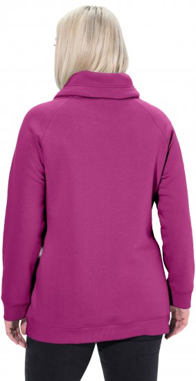 Ulla Popken Drawstring Collar Long Sleeve Sweatshirt Berry - Hoodies & Sweatshirts - Kuschelige Sweatshirts & Strick
