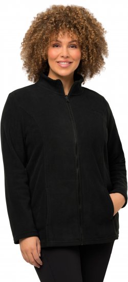 Ulla Popken Modular Fleece Zip Front Jacket Black - Hoodies & Sweatshirts - 