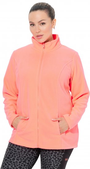 Ulla Popken Modular Fleece Zip Front Jacket Neon Pink - Hoodies & Sweatshirts - 