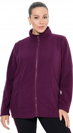 Ulla Popken Modular Fleece Zip Front Jacket Dark Cherry - Hoodies & Sweatshirts - 