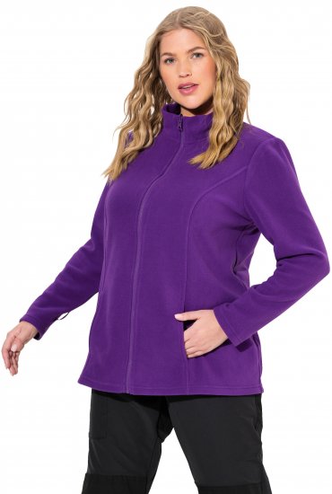 Ulla Popken Modular Fleece Zip Front Jacket Dark Plum - Hoodies & Sweatshirts - 