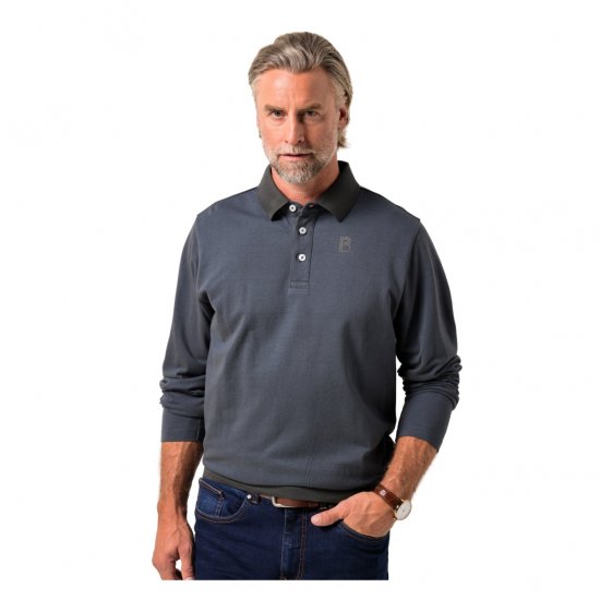 Boston Park Polo Shirt Long Sleeve Pique Grey - Polo-shirts für herren - Polo-Shirts für Herren in großen Größen