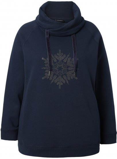 Ulla Popken Rhinestone Snowflake Turtleneck Sweatshirt Navy - Hoodies & Sweatshirts - Kuschelige Sweatshirts & Strick