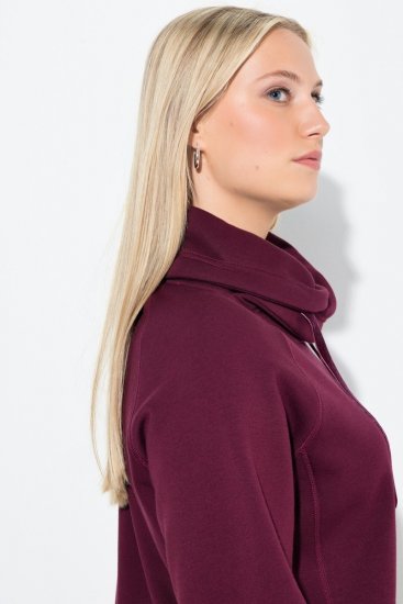 Ulla Popken Rhinestone Snowflake Turtleneck Sweatshirt Dark Ruby - Hoodies & Sweatshirts - Kuschelige Sweatshirts & Strick