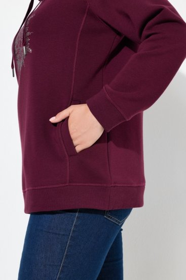 Ulla Popken Rhinestone Snowflake Turtleneck Sweatshirt Dark Ruby - Hoodies & Sweatshirts - Kuschelige Sweatshirts & Strick