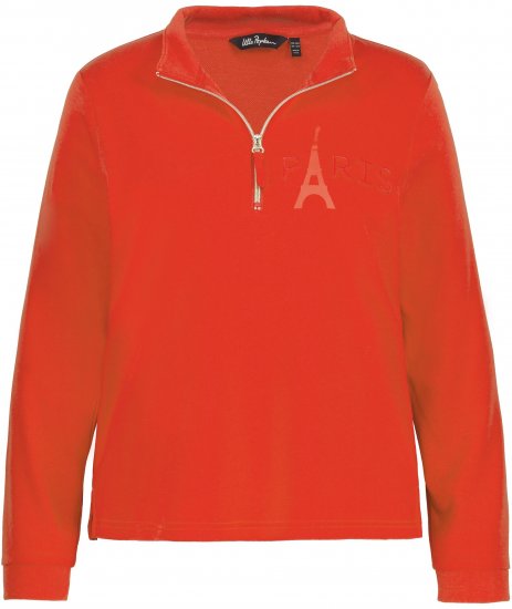 Ulla Popken PARIS Theme Zip Neck Sweatshirt Light Red - Hoodies & Sweatshirts - Kuschelige Sweatshirts & Strick