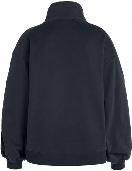 Ulla Popken Gathered Sleeve Oversized Fit Sweatshirt Navy - Hoodies & Sweatshirts - 