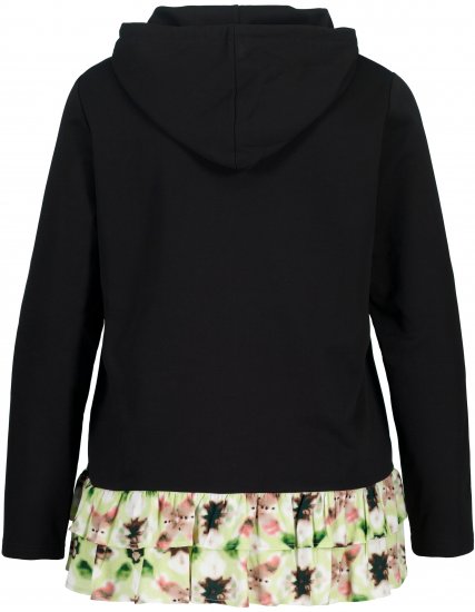 Ulla Popken Ruffle Hem A-line Fit Hooded Sweatshirt Black - Hoodies & Sweatshirts - 