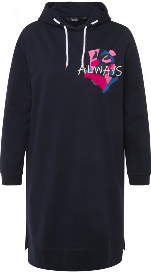 Ulla Popken Extra Long Abstract Graphic Hoodie Navy - Hoodies & Sweatshirts - Kuschelige Sweatshirts & Strick
