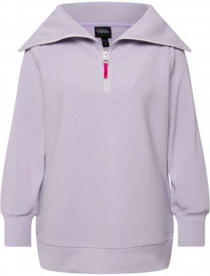 Ulla Popken Long Sleeve Troyer Collar Sweatshirt Pastel Lilac - Hoodies & Sweatshirts - Kuschelige Sweatshirts & Strick
