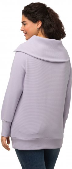 Ulla Popken Long Sleeve Troyer Collar Sweatshirt Pastel Lilac - Hoodies & Sweatshirts - Kuschelige Sweatshirts & Strick