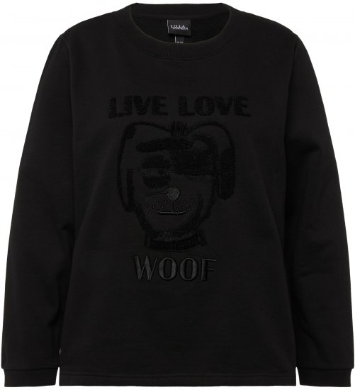 Ulla Popken Flock Print Long Sleeve Crew Neck Sweatshirt Black - Hoodies & Sweatshirts - Kuschelige Sweatshirts & Strick