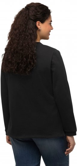Ulla Popken Flock Print Long Sleeve Crew Neck Sweatshirt Black - Hoodies & Sweatshirts - Kuschelige Sweatshirts & Strick