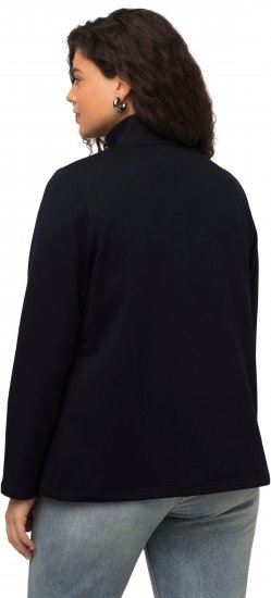 Ulla Popken Tonal Leopard Print Longline Zip-Up Sweatshirt Black - Hoodies & Sweatshirts - 