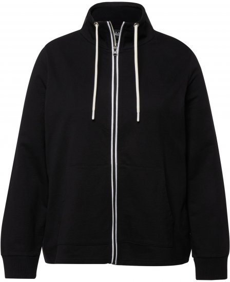 Ulla Popken Contrast Color Zip Up Sweatshirt Black - Hoodies & Sweatshirts - 