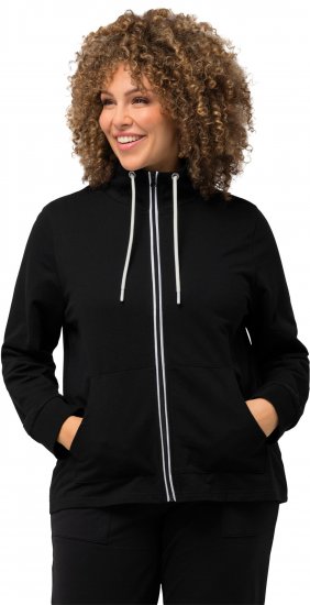 Ulla Popken Contrast Color Zip Up Sweatshirt Black - Hoodies & Sweatshirts - 