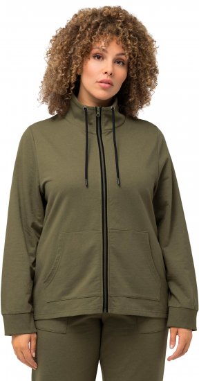 Ulla Popken Contrast Color Zip Up Sweatshirt Loden Green - Hoodies & Sweatshirts - Kuschelige Sweatshirts & Strick