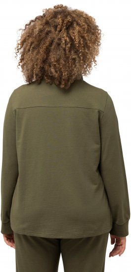 Ulla Popken Contrast Color Zip Up Sweatshirt Loden Green - Hoodies & Sweatshirts - Kuschelige Sweatshirts & Strick