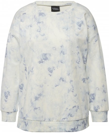 Ulla Popken Tie-Dyed Long Sleeve Sweatshirt Snow White - Hoodies & Sweatshirts - 
