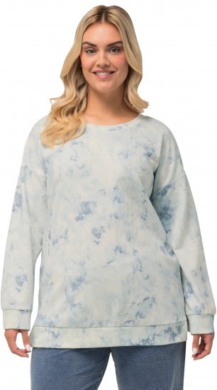 Ulla Popken Tie-Dyed Long Sleeve Sweatshirt Snow White - Hoodies & Sweatshirts - 