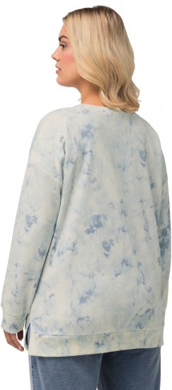 Ulla Popken Tie-Dyed Long Sleeve Sweatshirt Snow White - Hoodies & Sweatshirts - 