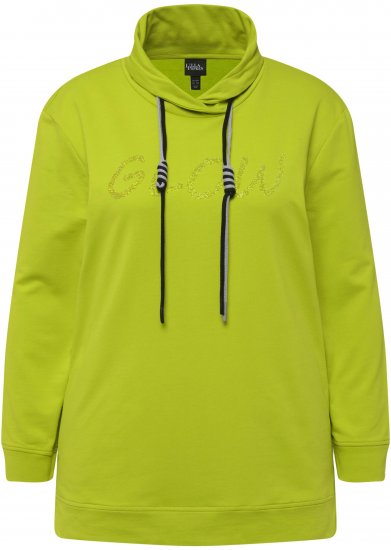Ulla Popken GLOW Lettered Collared Sweatshirt Apple Green - Hoodies & Sweatshirts - Kuschelige Sweatshirts & Strick